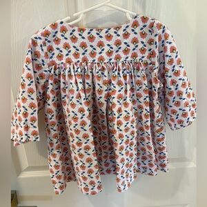 Hannah Kate Girl’s Orange Pink Floral Shirt Peasant Top Transitional Blouse 8